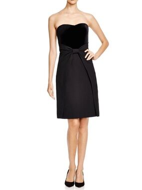 Aidan Mattox ~ Black Velvet Sweetheart Strapless Shift Party Dress